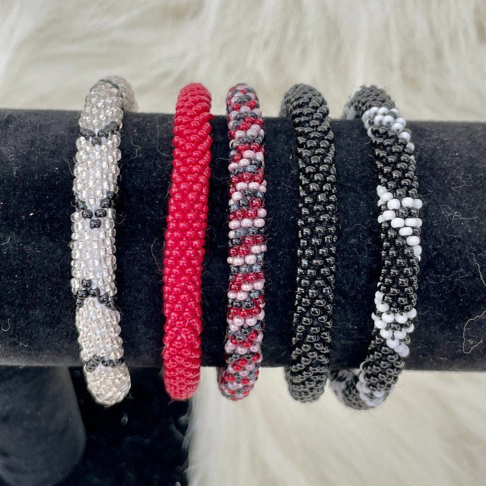 HAND CRAFTED in Nepal Beaded Bracelets (set of 5) #626